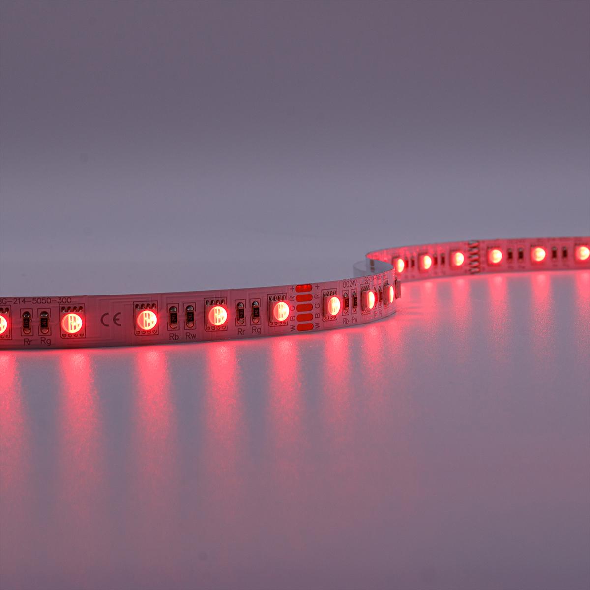 Strip 24V LED Streifen 5M 15W/m 60LED/m 12mm Farbwechsel - Lichtfarbe: RGB+6000K - Schutzart: IP20