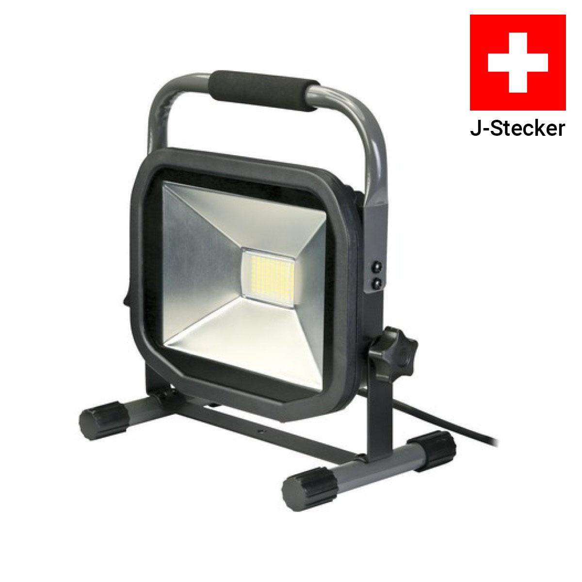 Luceco LED Strahler IP65 38W 3000lm Schweizer J-Stecker 5000K kaltweiß schwarz/grau