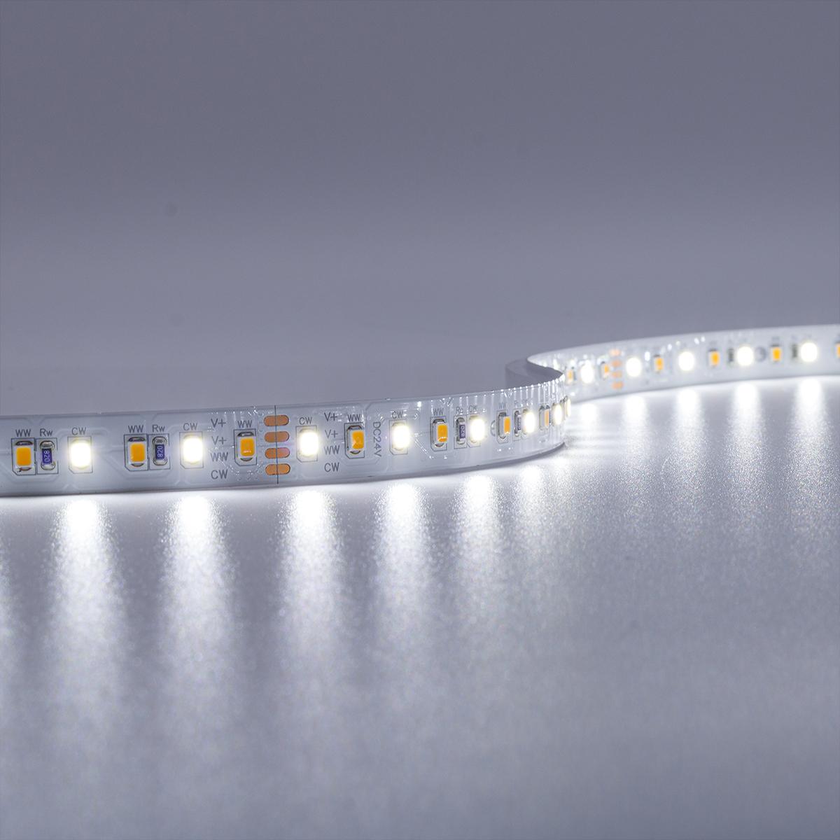 Strip 24V LED Streifen 5M 18W/m 120LED/m 12mm - Lichtfarbe: CCT 2700-6000K - Schutzart: IP20