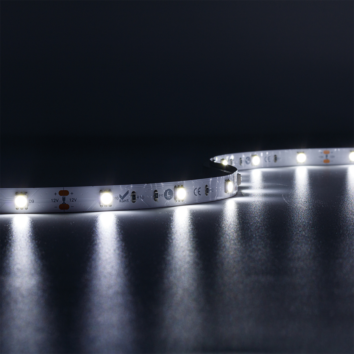 Strip 12V LED Streifen 5M 7,2W/m 30LED/m 10mm - Lichtfarbe: Kaltweiß 6000K - Schutzart: IP20