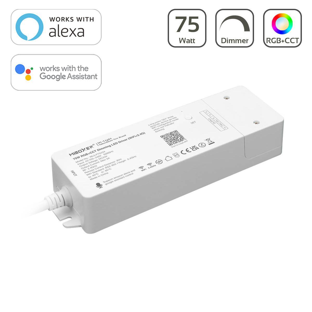 MIBoxer RGB+CCT Smart WiFi Controller Netzteil 75W Tuya Alexa Google Steuerung WL5-P75