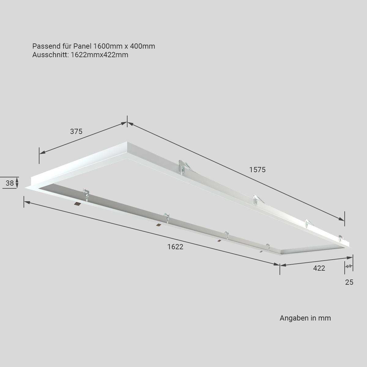 LED Panel Einbaurahmen 160x40cm weiß Deckeneinbau Montagerahmen für Rigipskartondecke