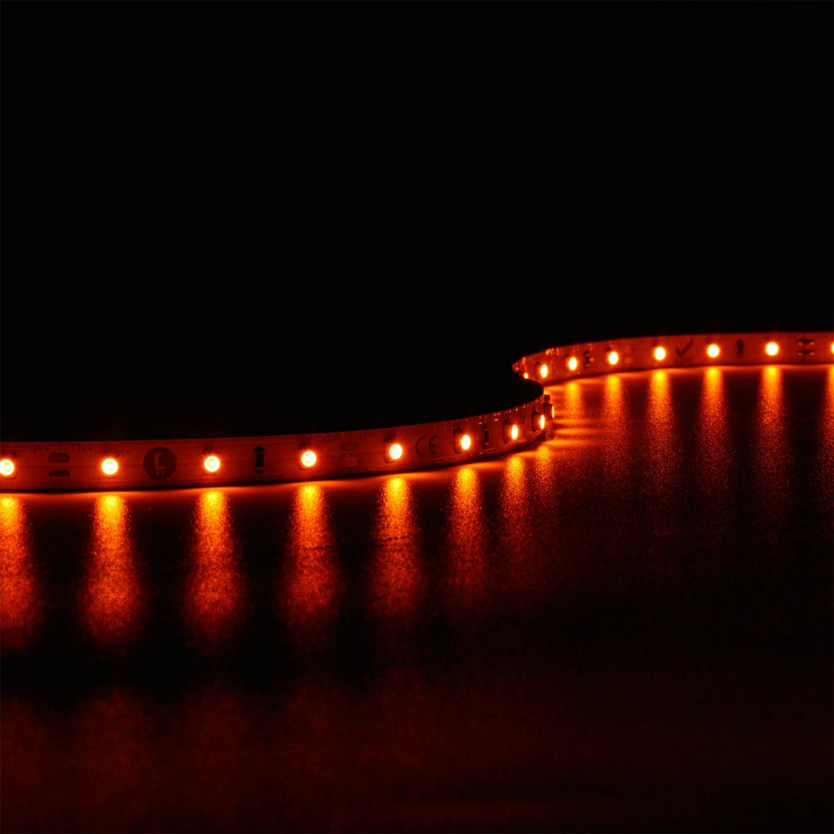 Strip 12V LED Streifen 5M 4,8W/m 60LED/m 8mm - Lichtfarbe: Amber Bernstein 2300K - Schutzart: IP20