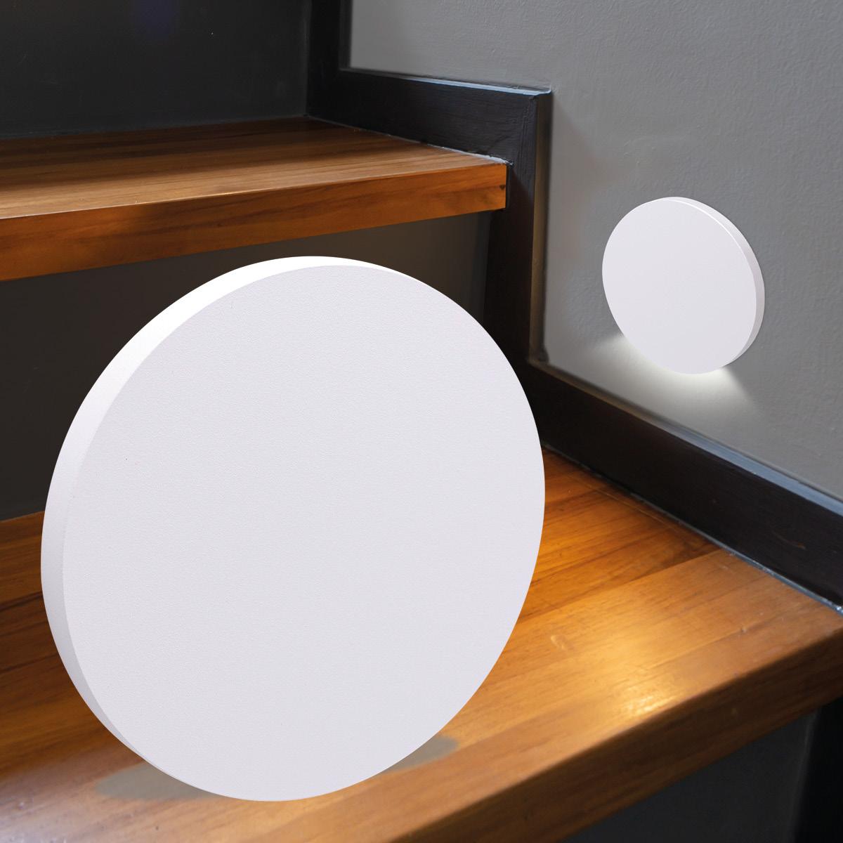 LED Treppenleuchte rund weiß 230V - Lichtfarbe: Neutralweiß 1,5W - Lichtaustritt: Kato