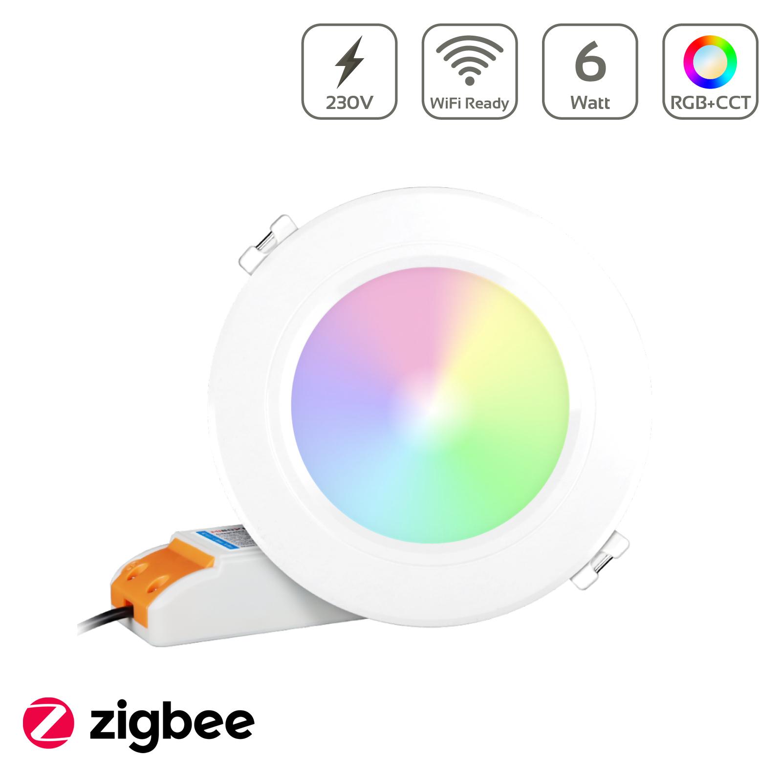 MiBoxer RGB+CCT Zigbee 3.0 LED Einbaustrahler rund weiss 6W Ø118mm FUT068Z