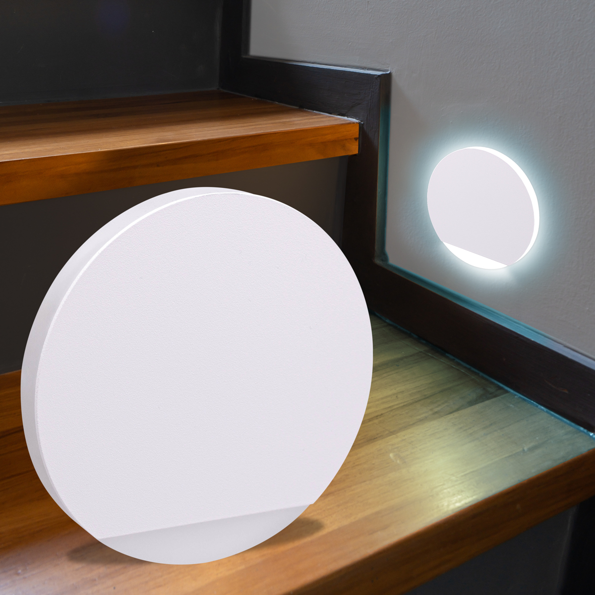 LED Treppenleuchte rund weiß 230V - Lichtfarbe: CCT 1,5W - Lichtaustritt: Orbis