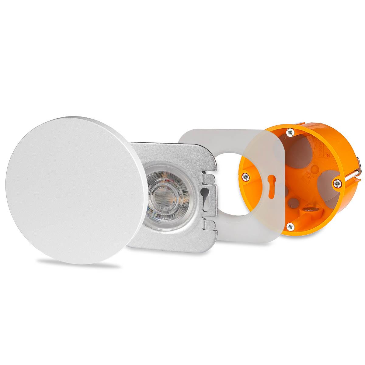LED Treppenleuchte IP44 rund weiß - Lichtfarbe: Warmweiß 1,5W - Lichtaustritt: Kato