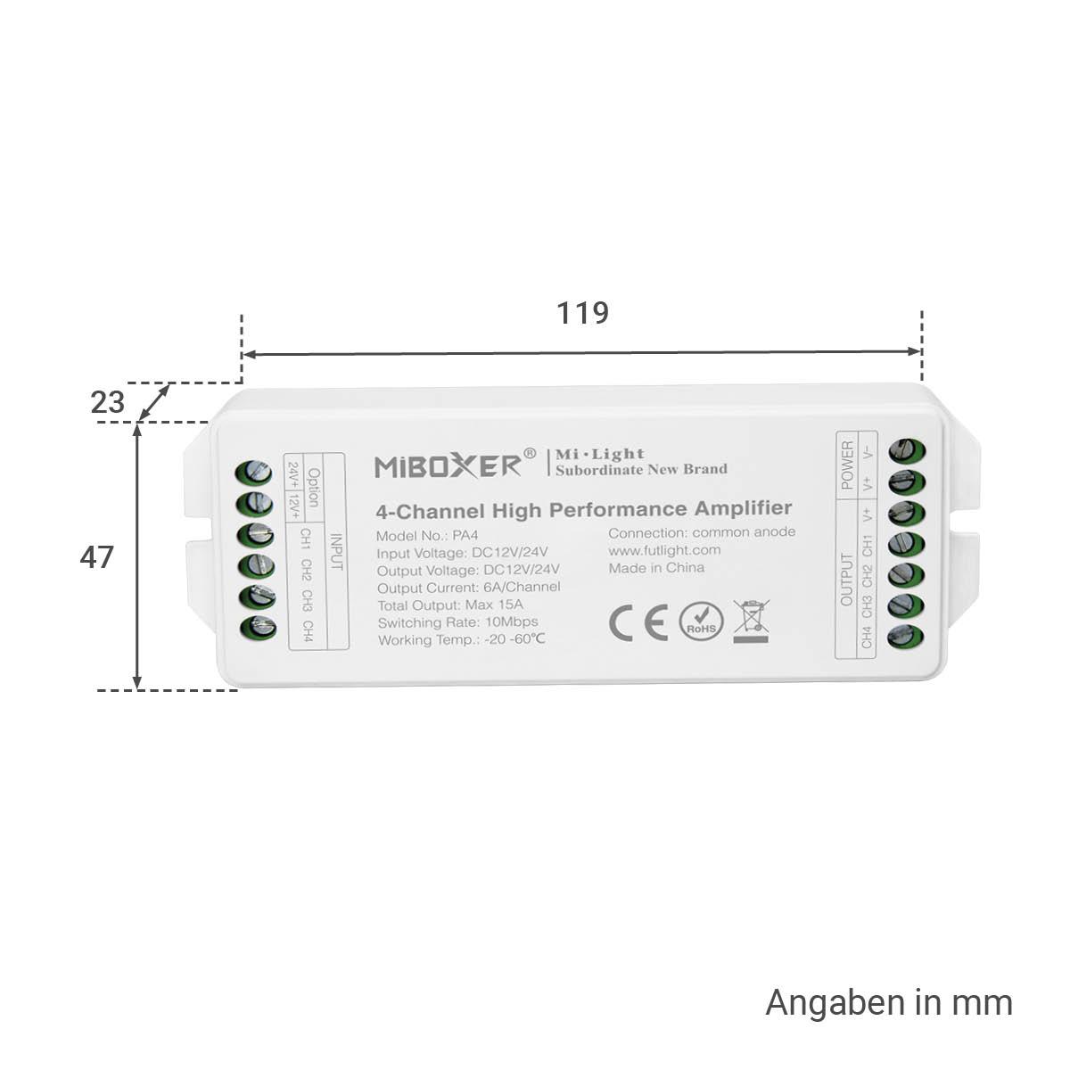 MiBoxer RGBW Verstärker/Amplifier 4 Kanal 12/24V PA4
