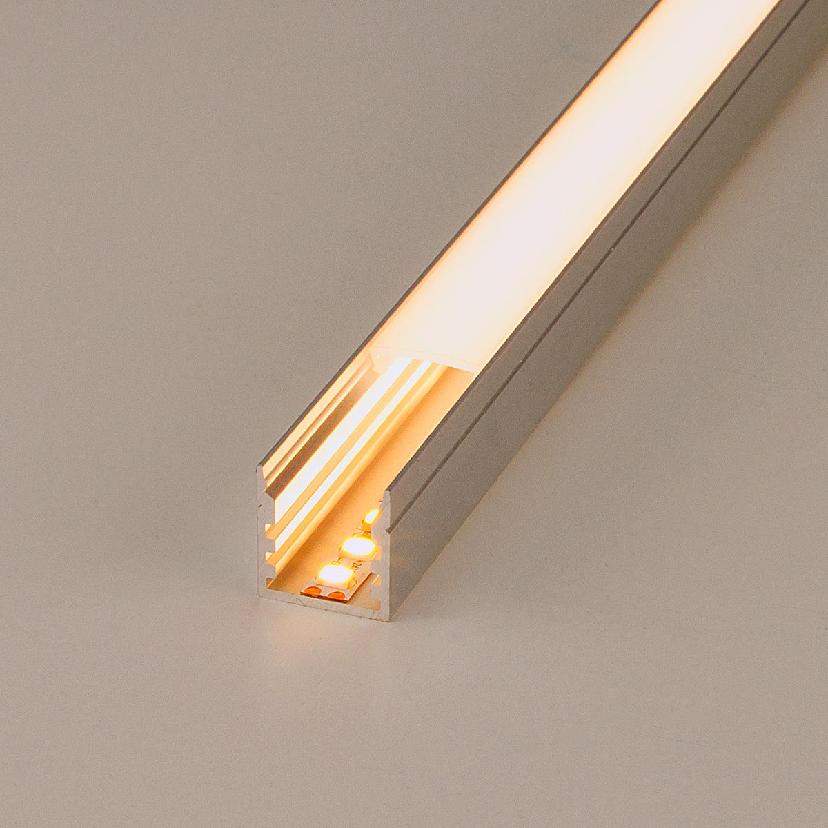 LED Aufbau U-Profil eloxiert 14 x 15mm opal - Länge: 200cm