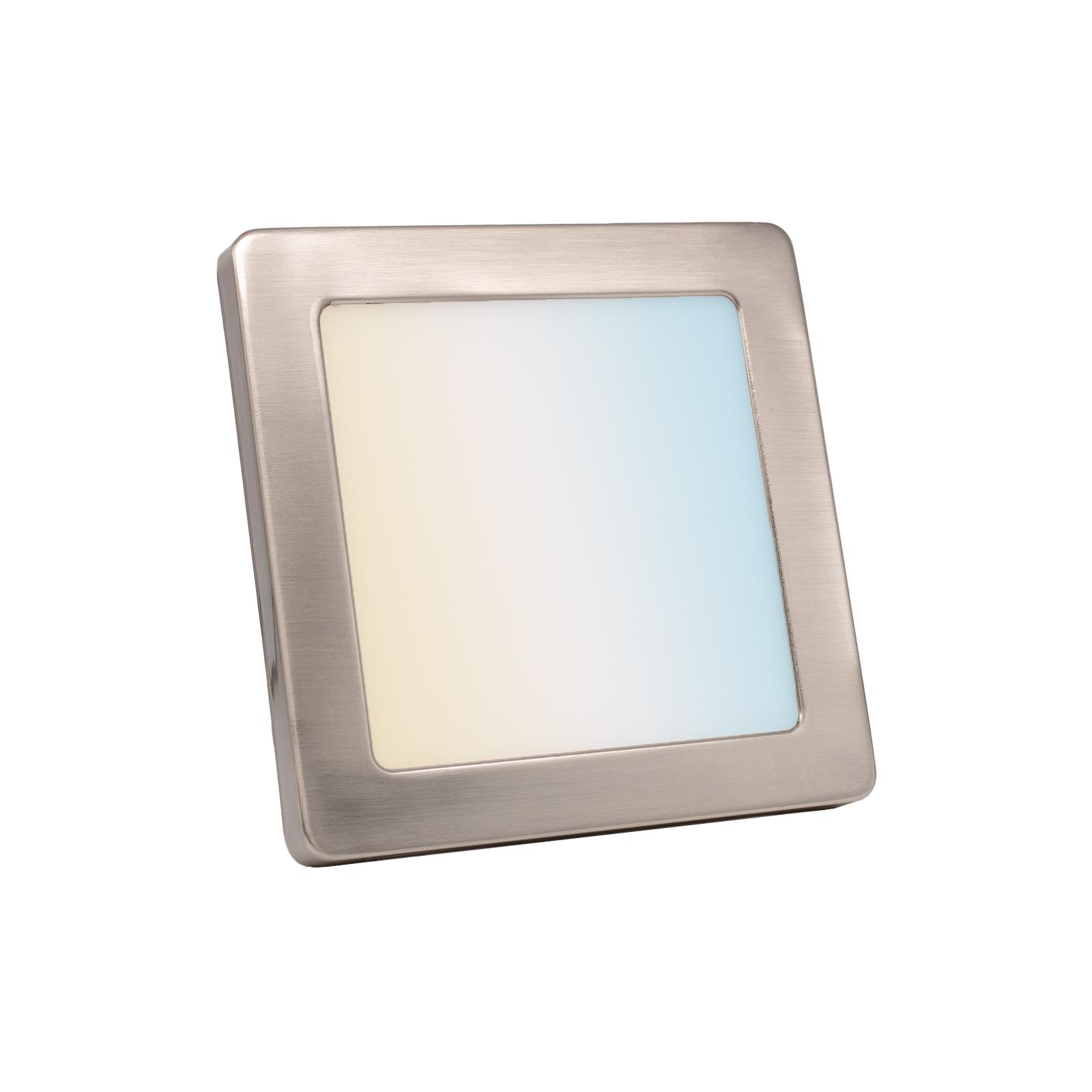 CCT LED Ein-Aufbaustrahler eckig silber 12W 165x165 mit Silber-farbigen Abdeckring