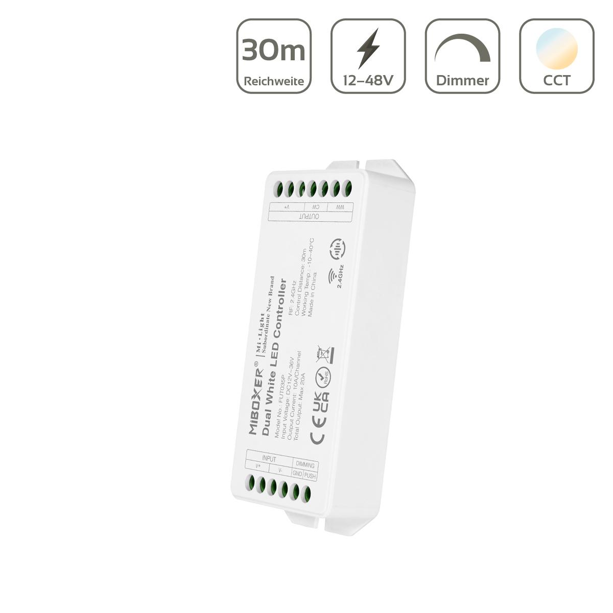 MiBoxer LED Controller 2 in 1 Einfarbig / Dual White 12/24V 20A Steuerung FUT035P+