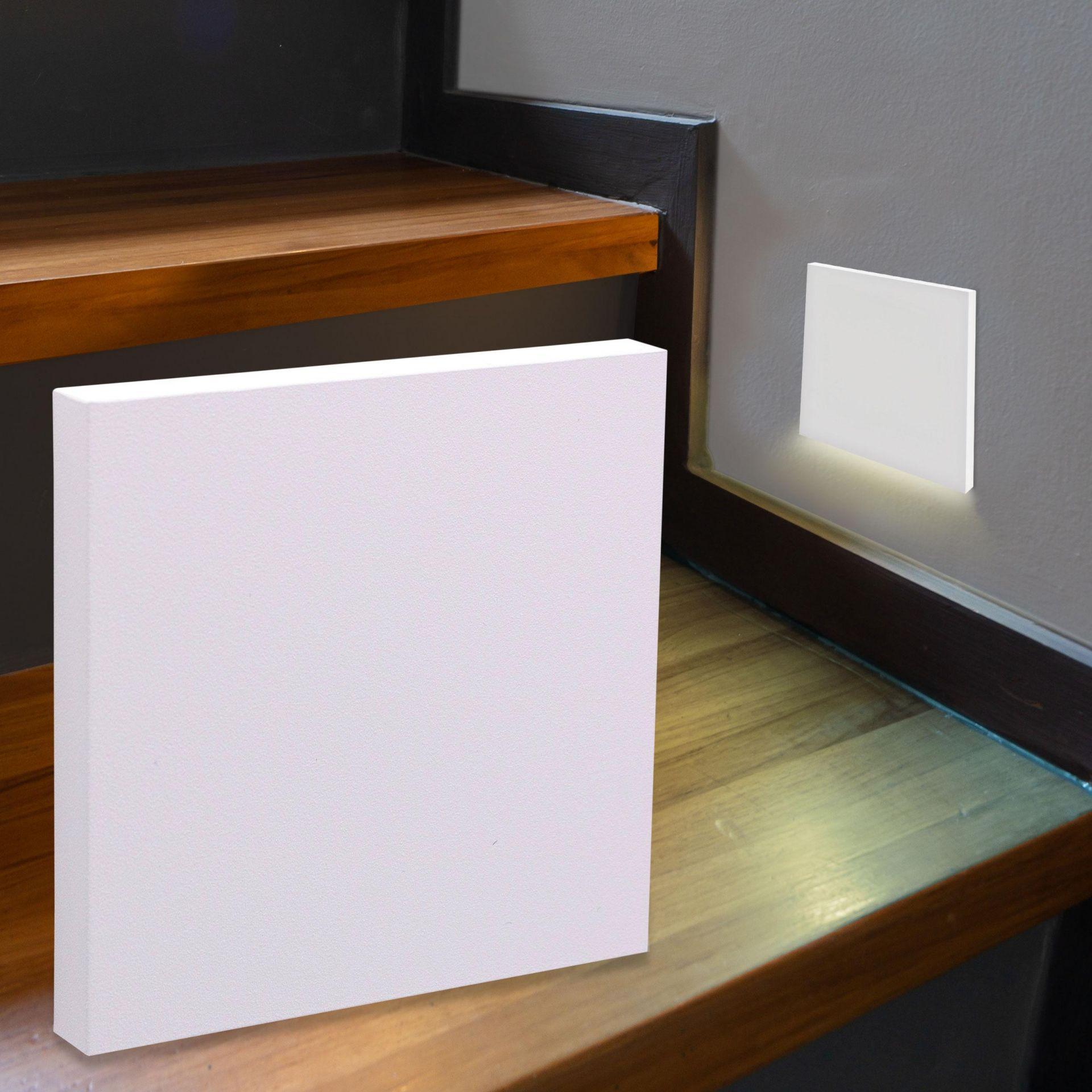 LED Treppenleuchte eckig weiß - Lichtfarbe: Warmweiß 1,5W - Lichtaustritt: Kato