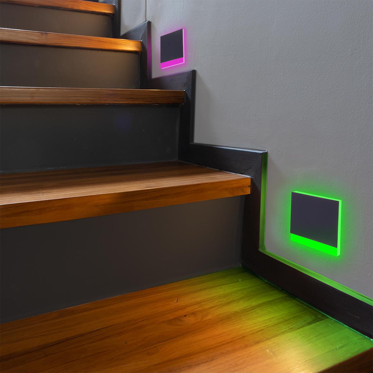 LED Treppenleuchte IP44 eckig schwarz - Lichtfarbe: Kaltweiß 1,5W - Lichtaustritt: Orbis