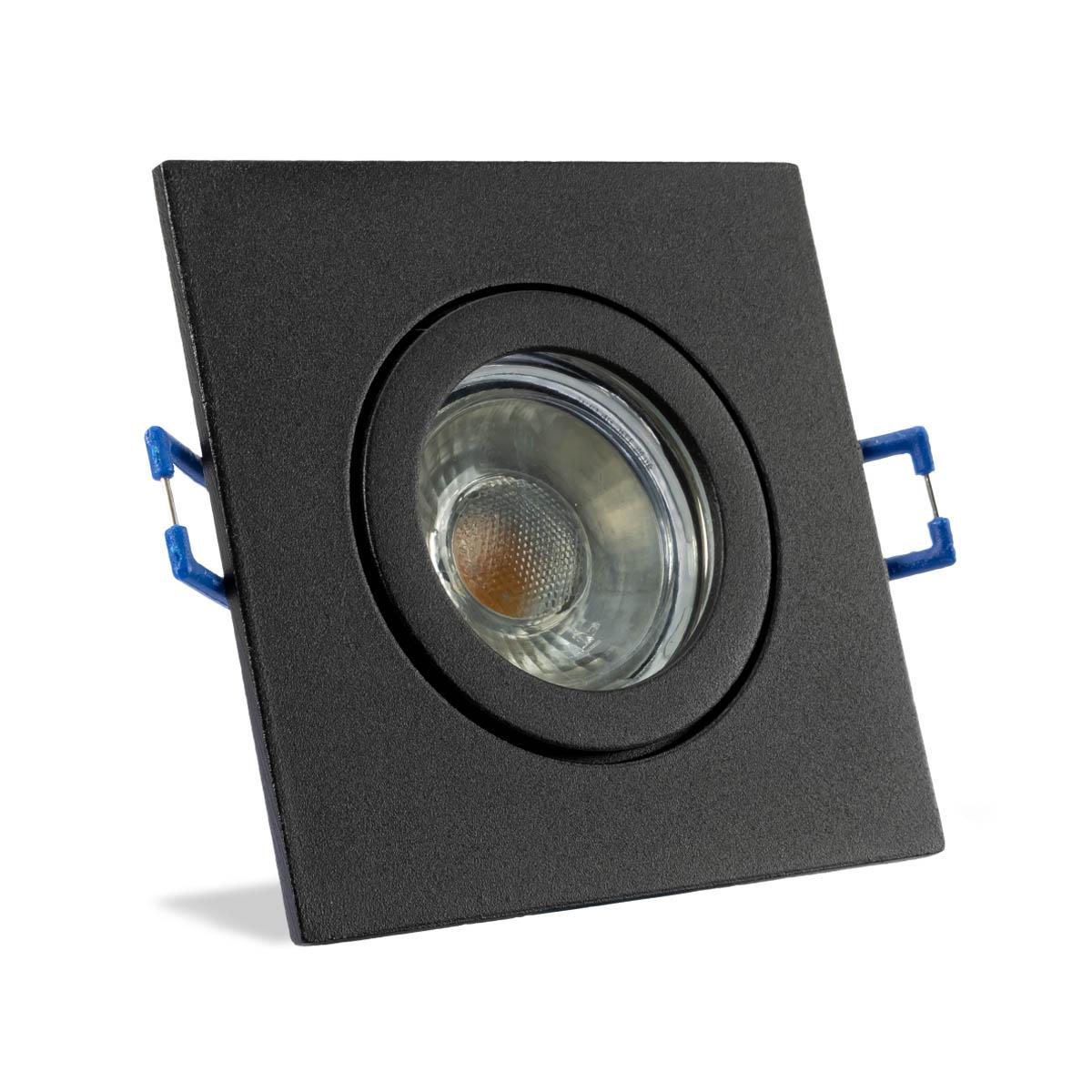 Einbauspot IP44 eckig - Abdeckring: schwarz - LED Leuchtmittel:  GU10 5W neutralweiß