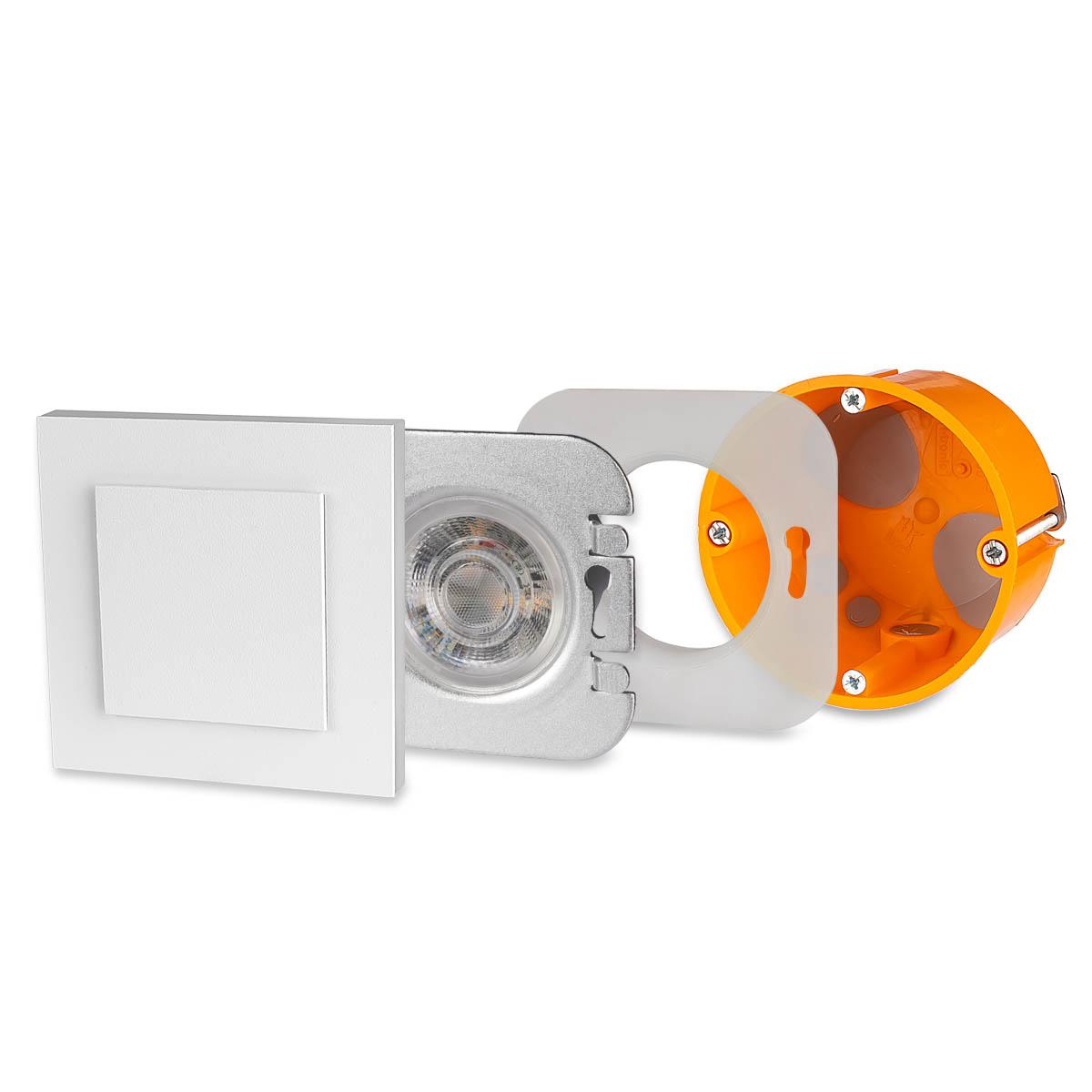 LED Treppenleuchte IP44 eckig weiß - Lichtfarbe: Warmweiß 1,5W - Lichtaustritt: Doppio