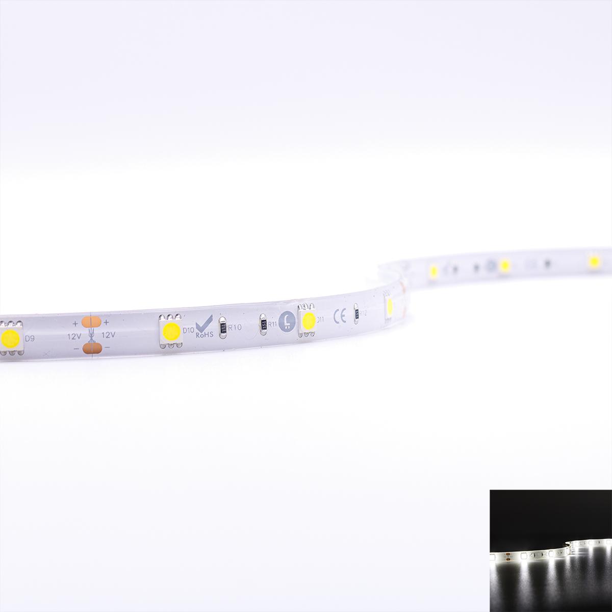 Strip 12V LED Streifen 5M 7,2W/m 30LED/m 10mm - Lichtfarbe: Neutralweiß 4000K - Schutzart: IP65