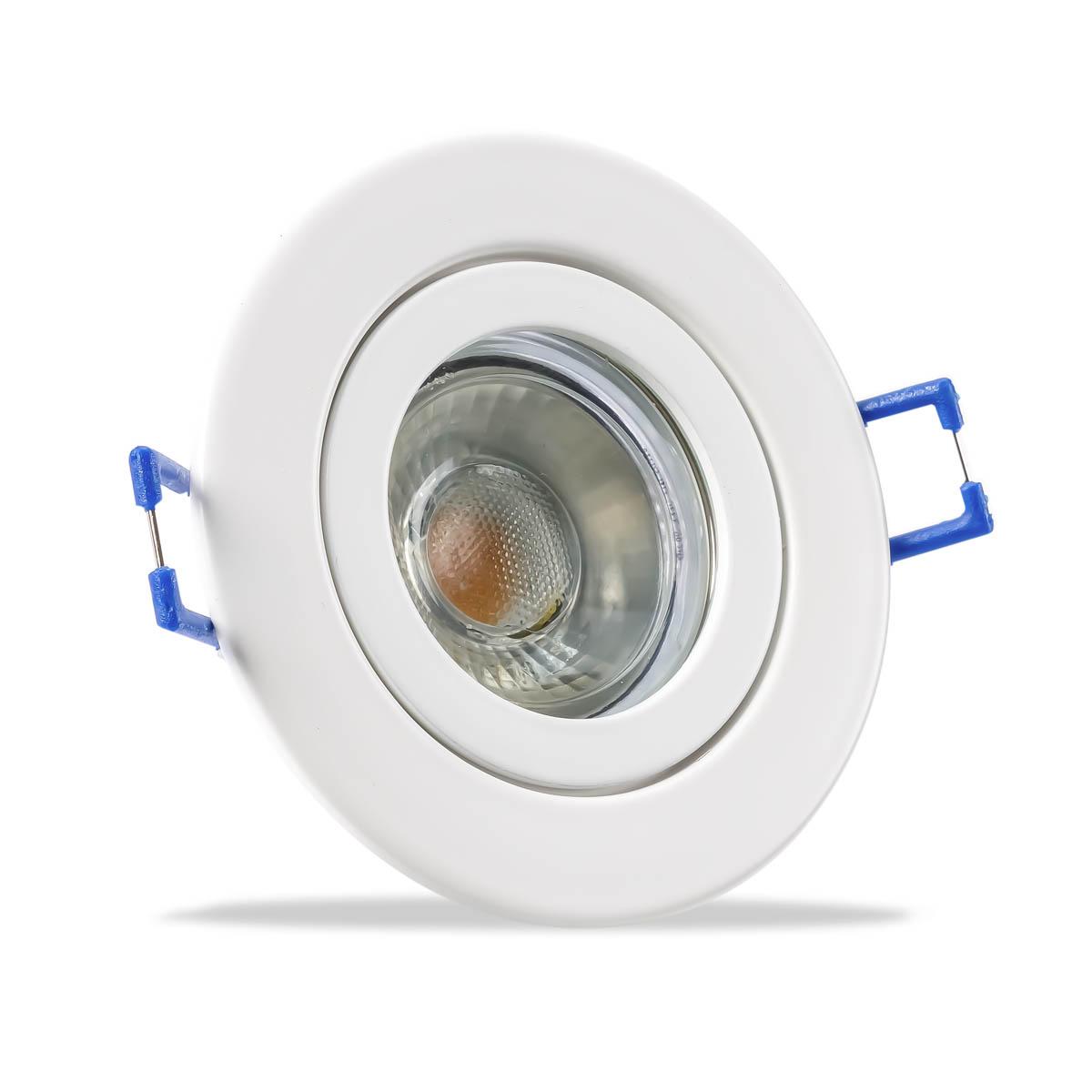 Einbauspot IP44 rund - Abdeckring:  weiß - LED Leuchtmittel:  GU10 5W warmweiß