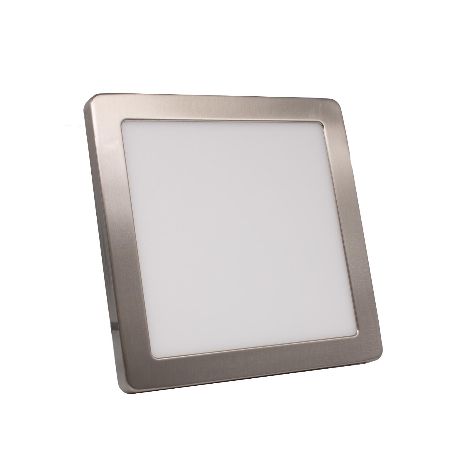 CCT LED Ein-Aufbaustrahler eckig silber 18W 217x217 mit Silber-farbigen Abdeckring