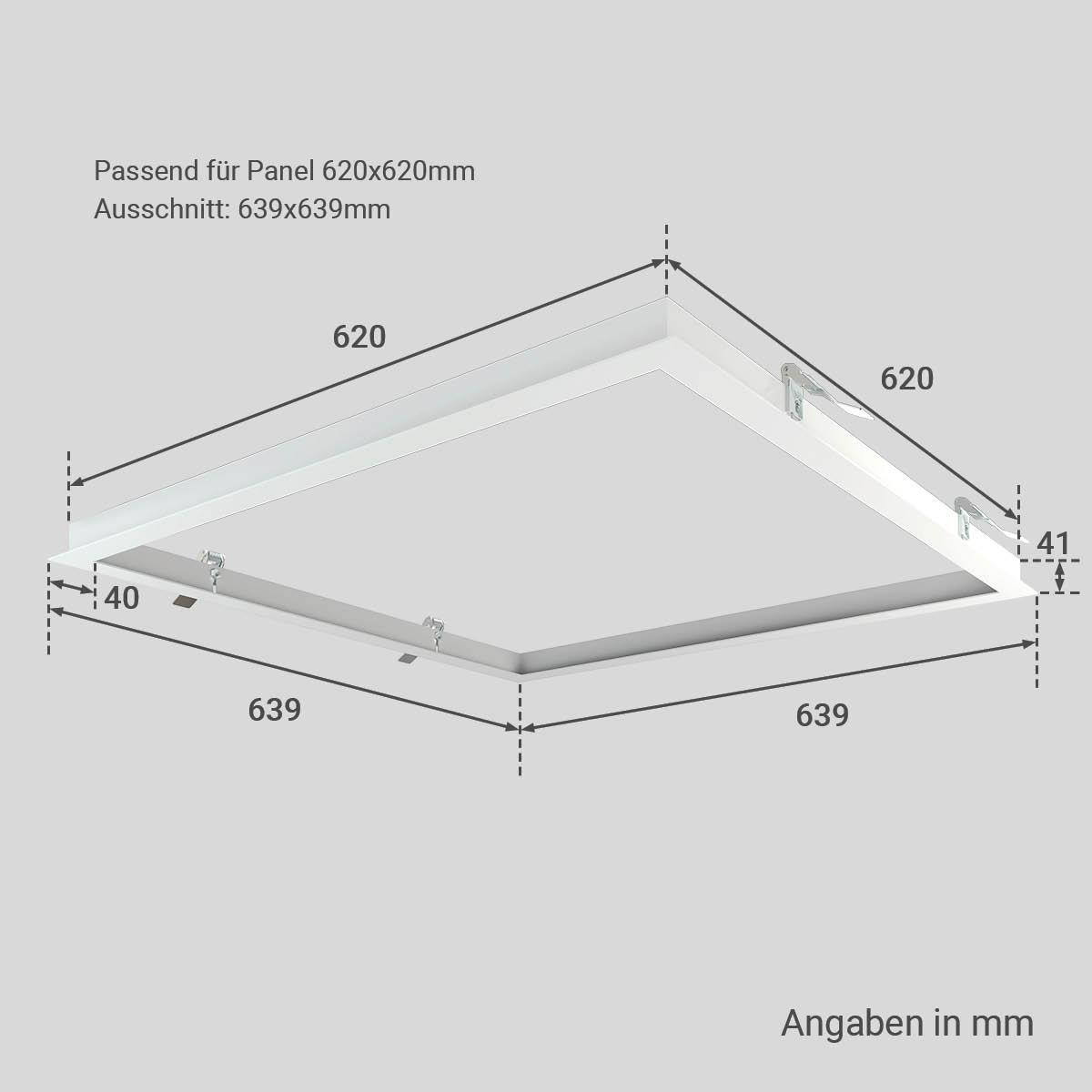 weiß Einbaurahmen für LED-Panel 62x62cm 