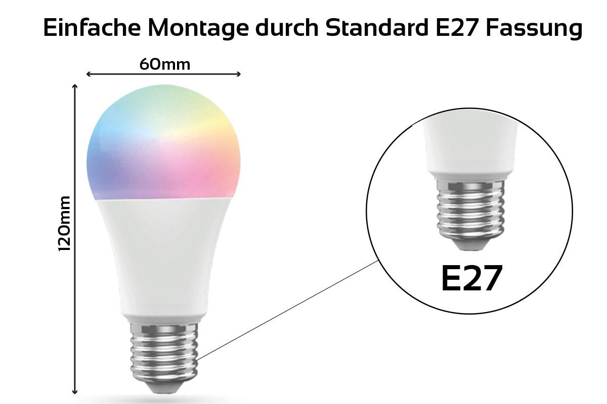 E27 10W RGB+CCT Wi-Fi Smart LED-Lampe 806 Lumen 