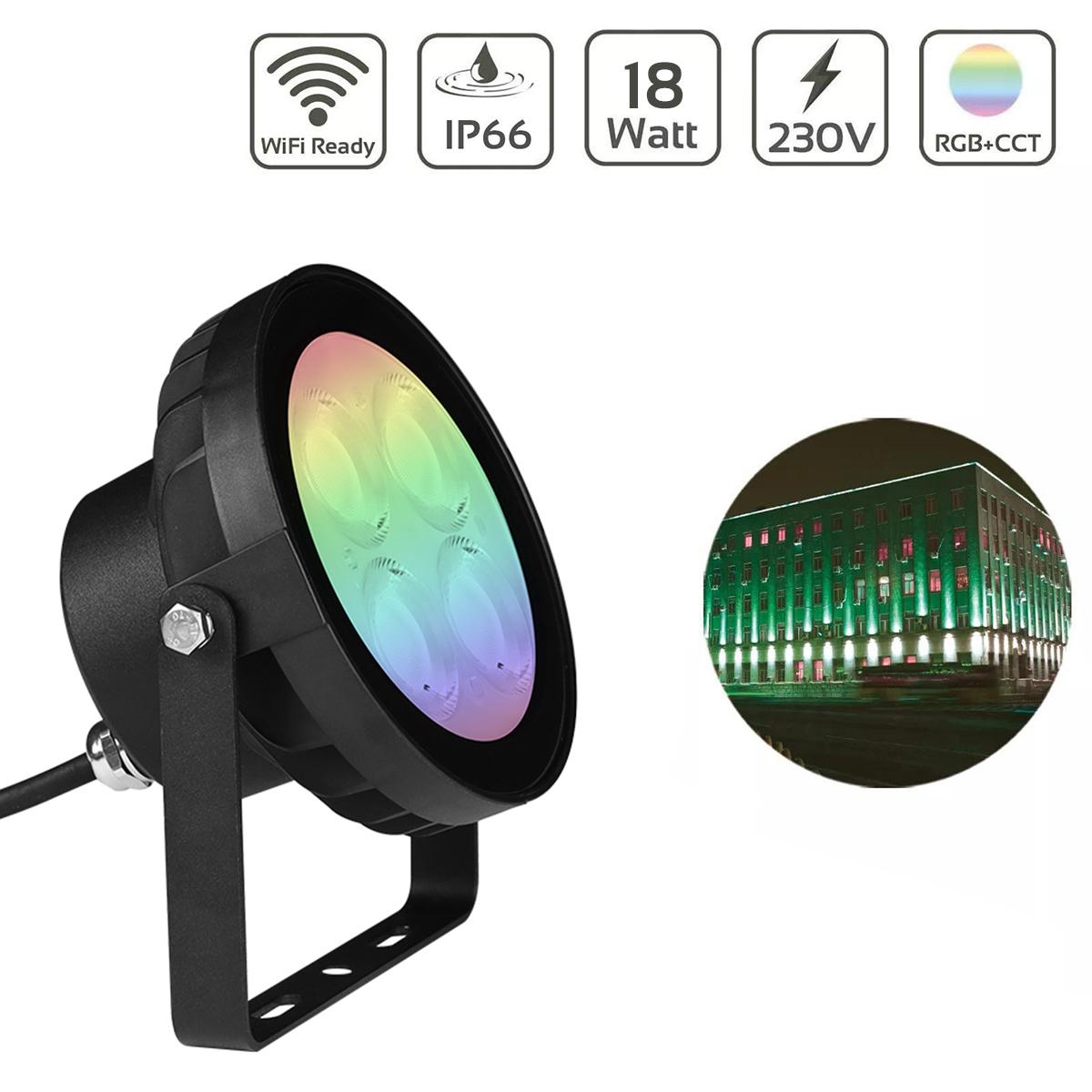 MiBoxer 18W RGB+CCT LED Gartenstrahler WiFi Gartenleuchte mit Erdspieß FUTC09 