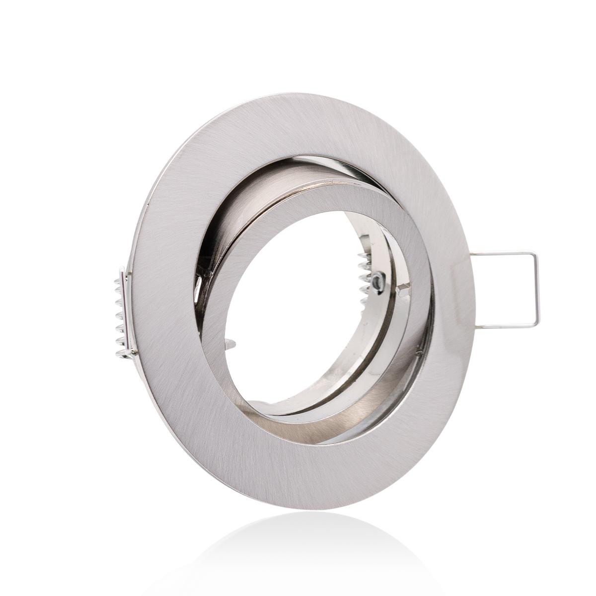 Einbaustrahler Rahmen rund Silber-gebürstet schwenkbar Ring Decken Spot Bajonettverschluss