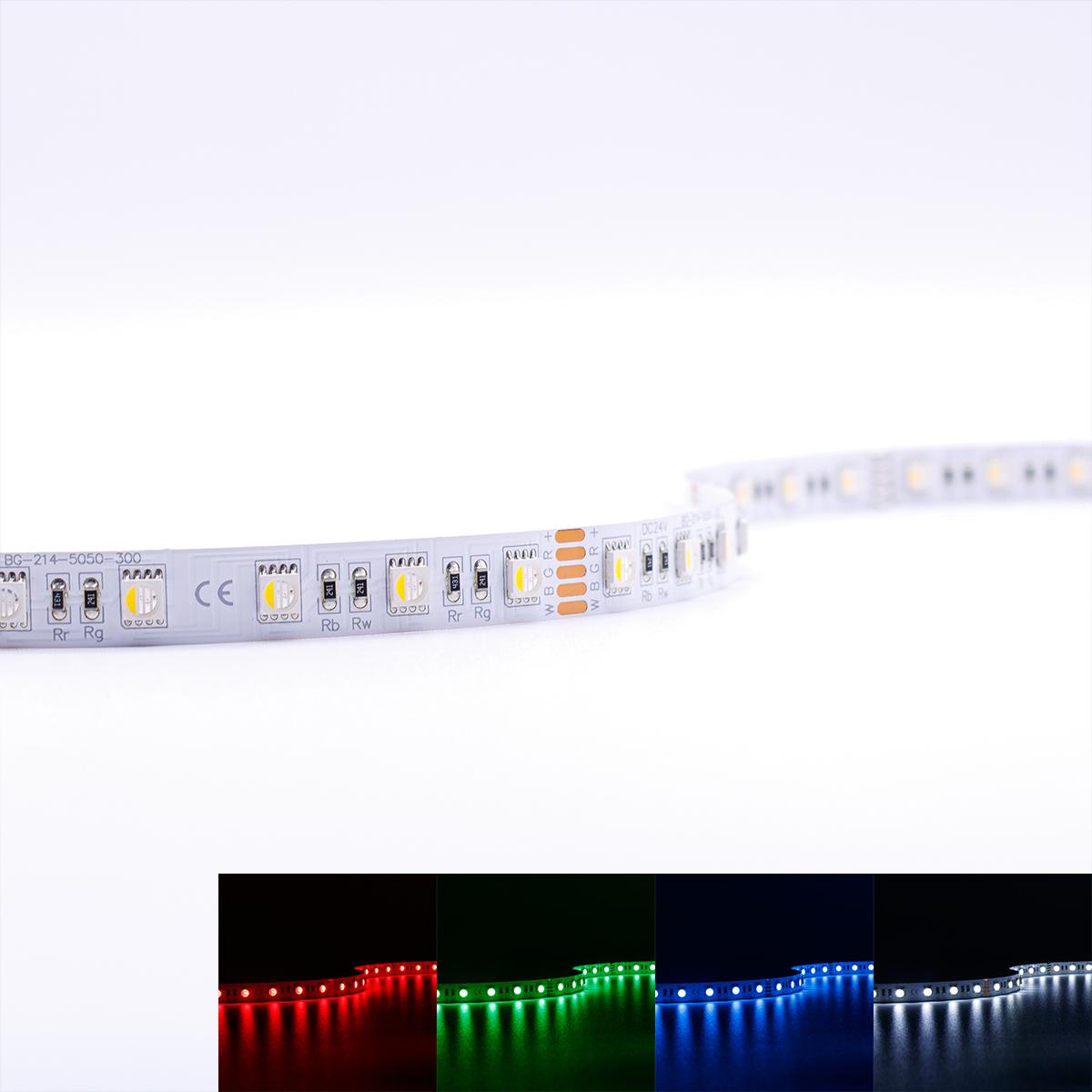 Strip RGBW 24V LED Streifen 5M 15W/m 60LED/m 12mm IP20 Farbwechsel RGB+6000K