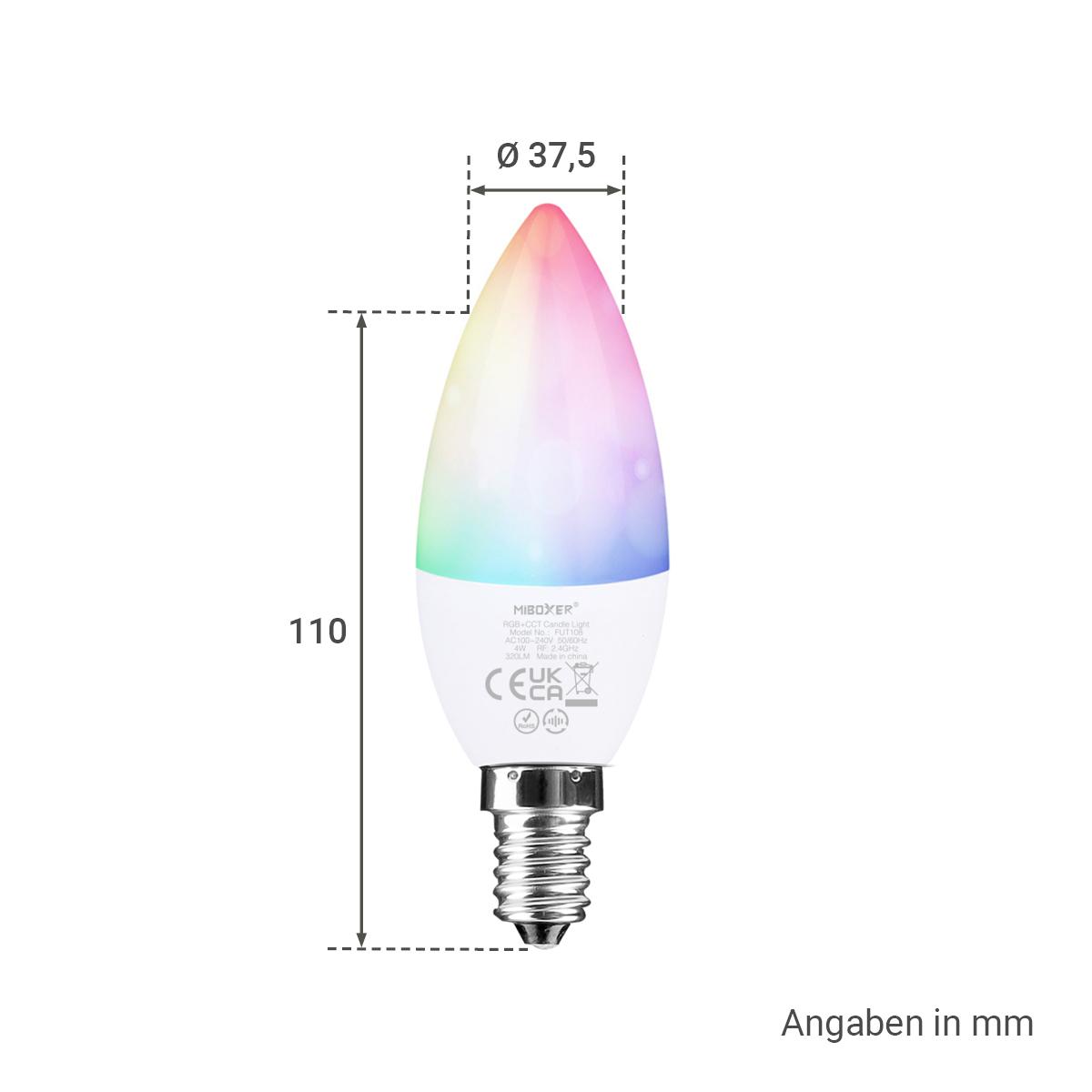 MiBoxer RGB+CCT Lampe 4W E14 | 2.4GHz WiFi ready | FUT108