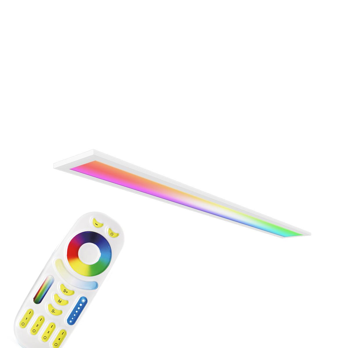 RGB+CCT LED Panel 120x15cm inkl. MiBoxer Smarthomesteuerung 24W 24V Rahmen weiß - Panelmontage: Ohne Montagezubehör