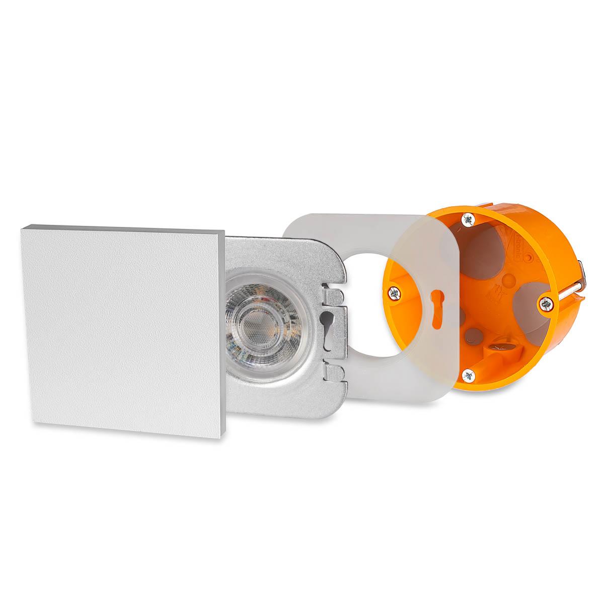 LED Treppenleuchte IP44 eckig weiß - Lichtfarbe: Warmweiß 1,5W - Lichtaustritt: Linea
