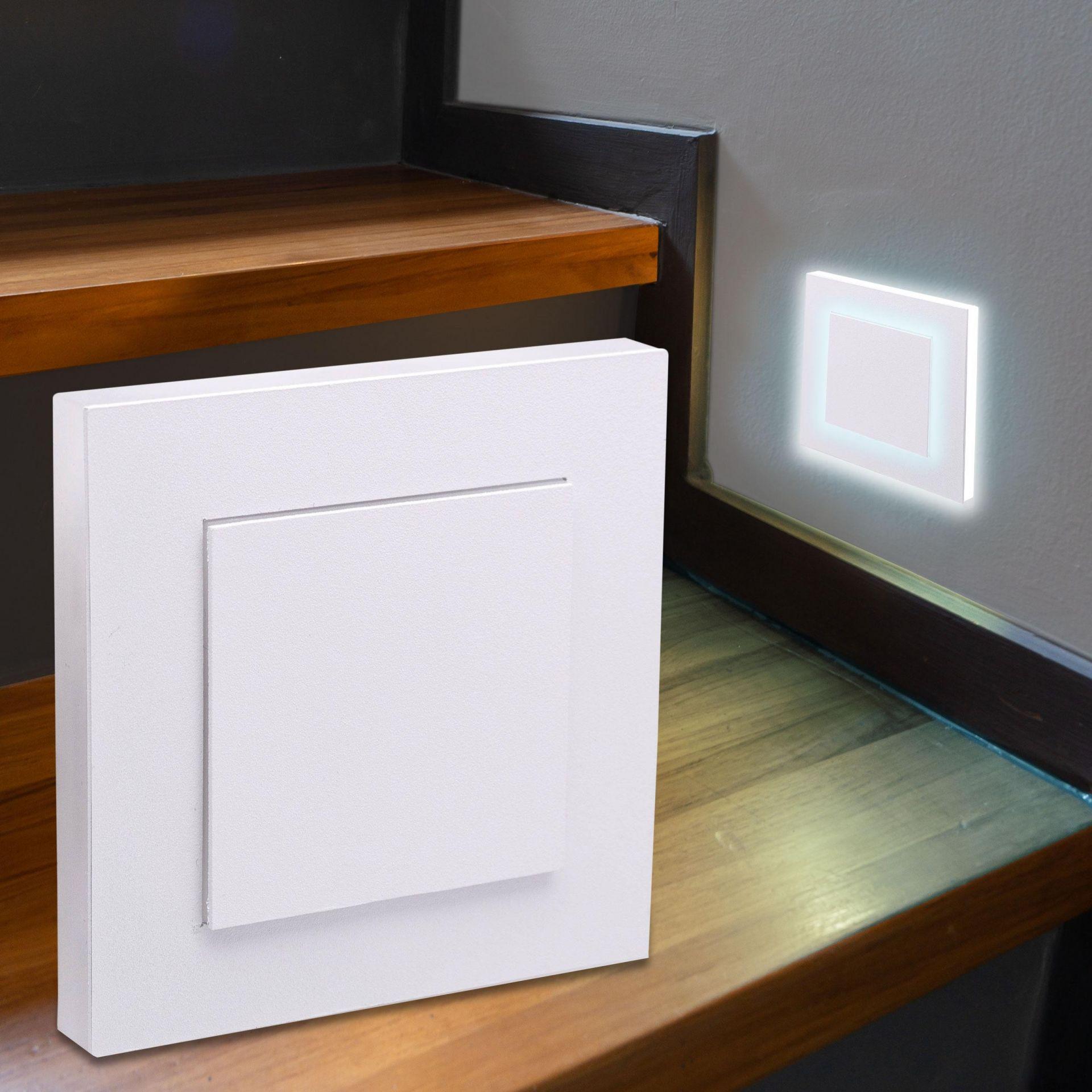 LED Treppenleuchte eckig weiß - Lichtfarbe: Warmweiß 1,5W - Lichtaustritt: Doppio