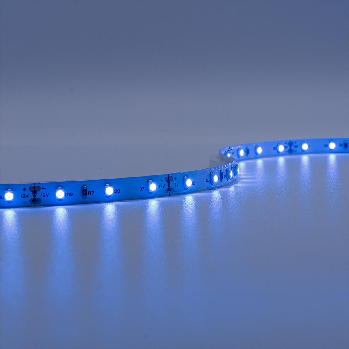 Strip 12V LED Streifen 5M 4,8W/m 60LED/m 8mm - Lichtfarbe: Blau - Schutzart: IP20