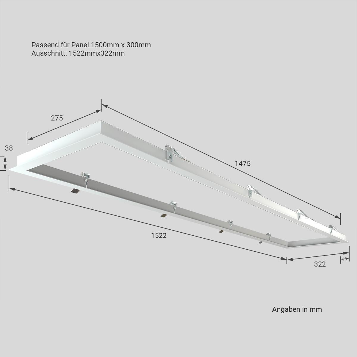 LED Panel Einbaurahmen 150x30cm weiß Deckeneinbau Montagerahmen für Rigipskartondecke