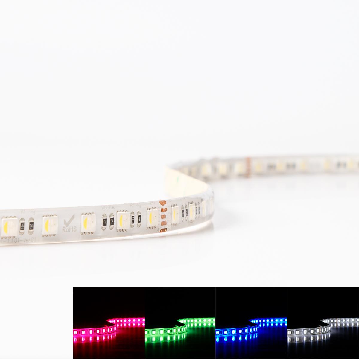 Strip 24V LED Streifen 7,5M 17W/m 72LED/m 10mm Farbwechsel - Lichtfarbe: RGB+6000K - Schutzart: IP65
