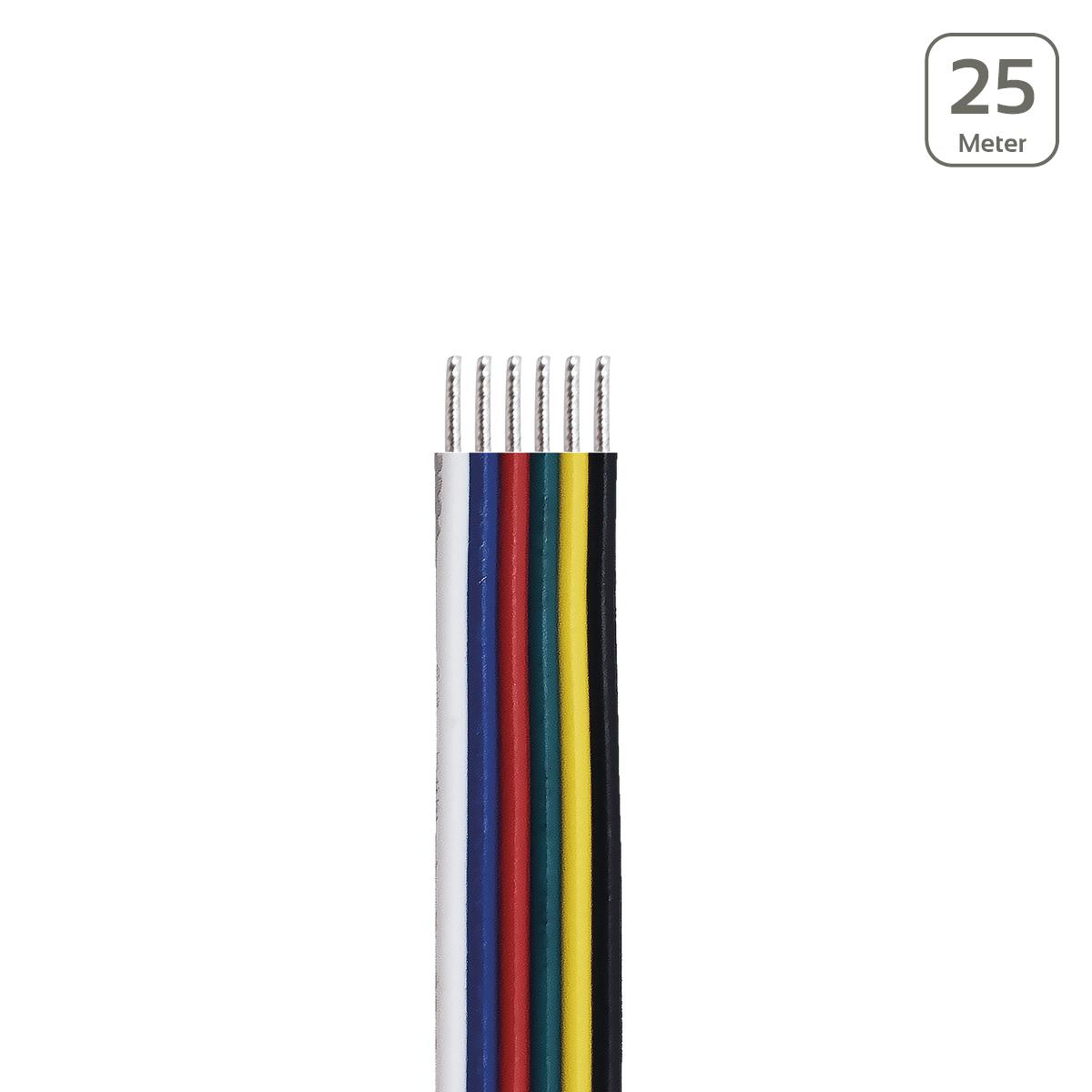 LED Kabel RGB+CCT 6-polig - Querschnitt: 6x0,34mm² / AWG22 - Länge: 25m