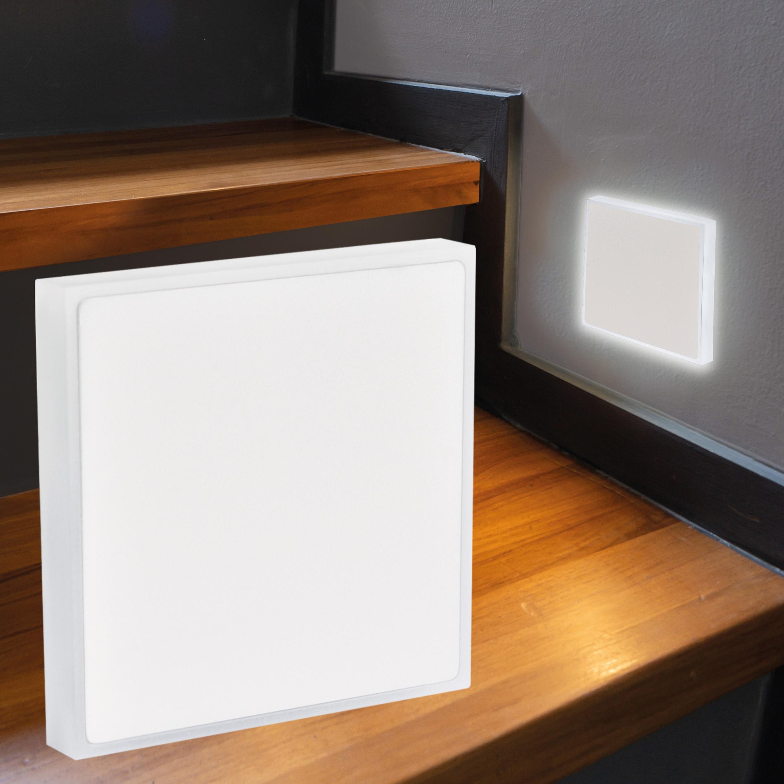 LED Treppenleuchte eckig weiß - Lichtfarbe: Neutralweiß 1,5W - Lichtaustritt: Halo
