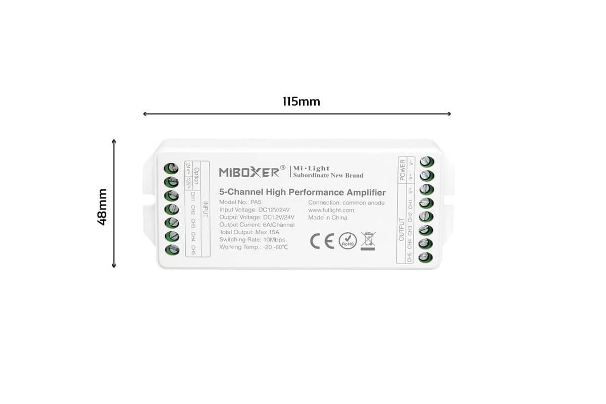 MiBoxer RGB+CCT Verstärker/Amplifier 5 Kanal 12/24V PA5