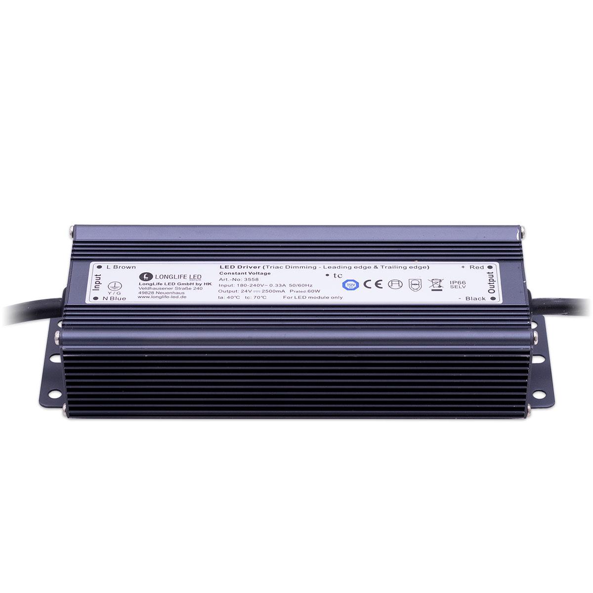 LED Netzteil 60W 24V 2.5A IP66 dimmbar TRIAC LongLife LED KV-24060-TD Schaltnetzteil CV
