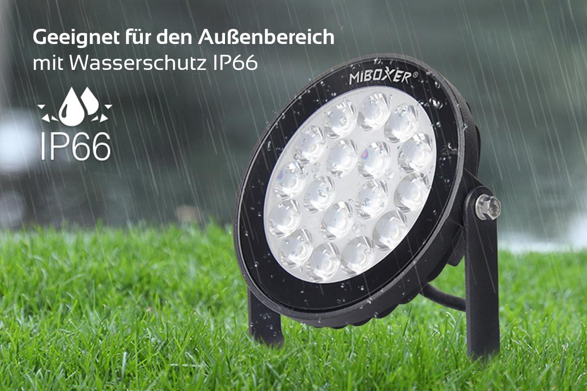 MiBoxer 15W RGB+CCT LED Gartenstrahler WiFi Gartenleuchte mit Erdspieß FUTC03