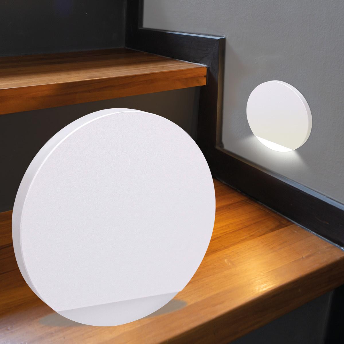 LED Treppenleuchte rund weiß - Lichtfarbe: Neutralweiß 1,5W - Lichtaustritt: Orbis