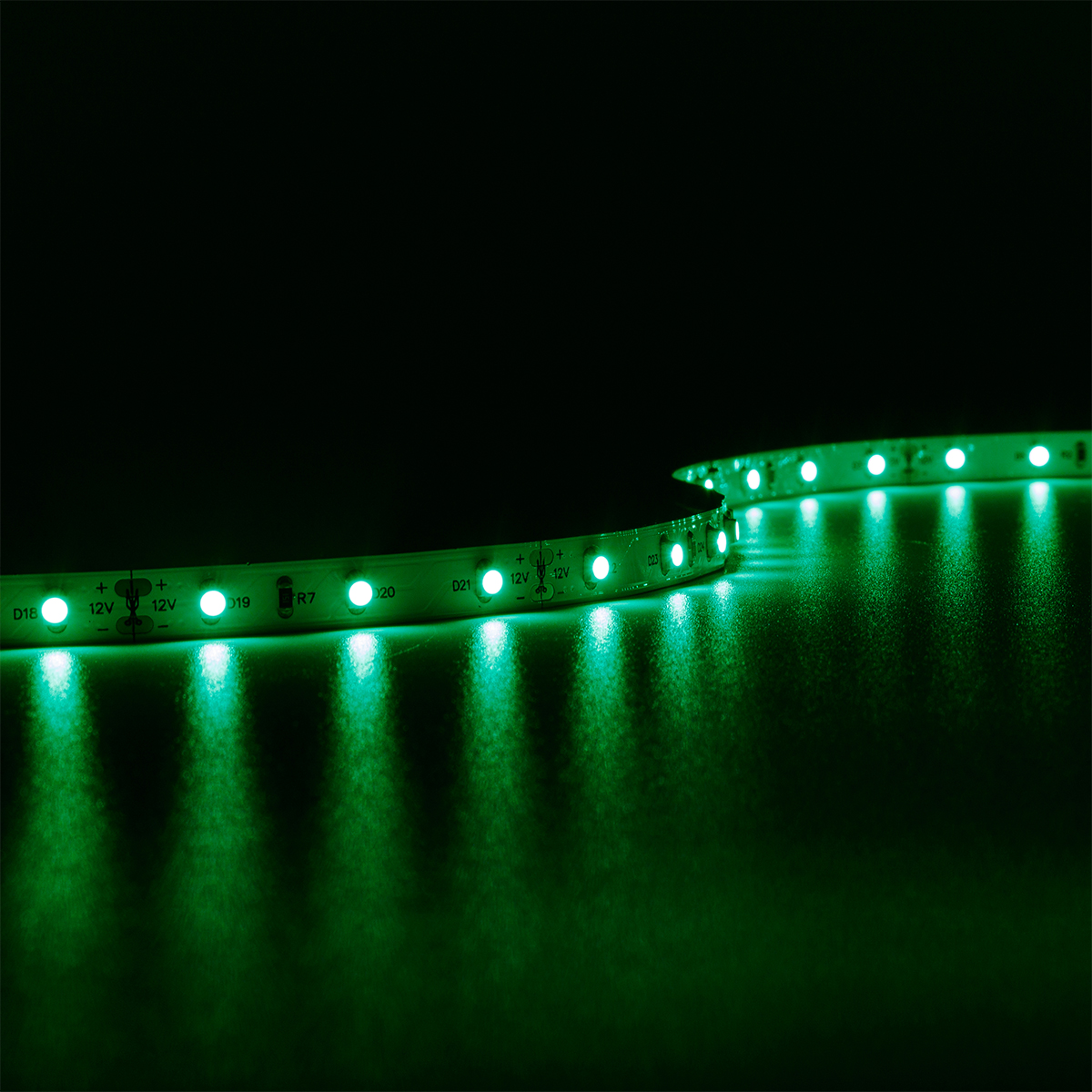 Strip 12V LED Streifen 5M 4,8W/m 60LED/m 8mm - Lichtfarbe: Grün - Schutzart: IP20