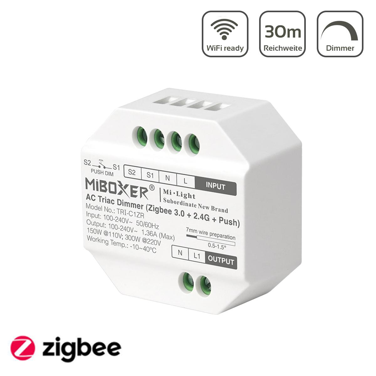 MiBoxer LED Funkdimmer Zigbee Triac RF+Push Dimmer TRI-C1ZR