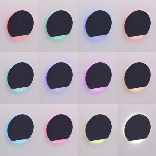 LED Treppenleuchte rund schwarz - Lichtfarbe: RGB Warmweiß 3W - Lichtaustritt: Orbis