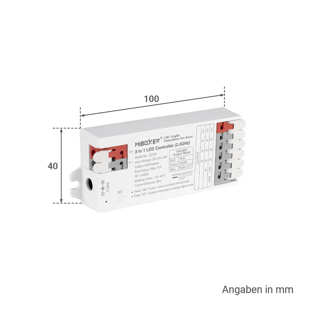MiBoxer LED Controller 3 in 1 RGB / RGBW / RGB+CCT 12/24V Steuerung E3-RF