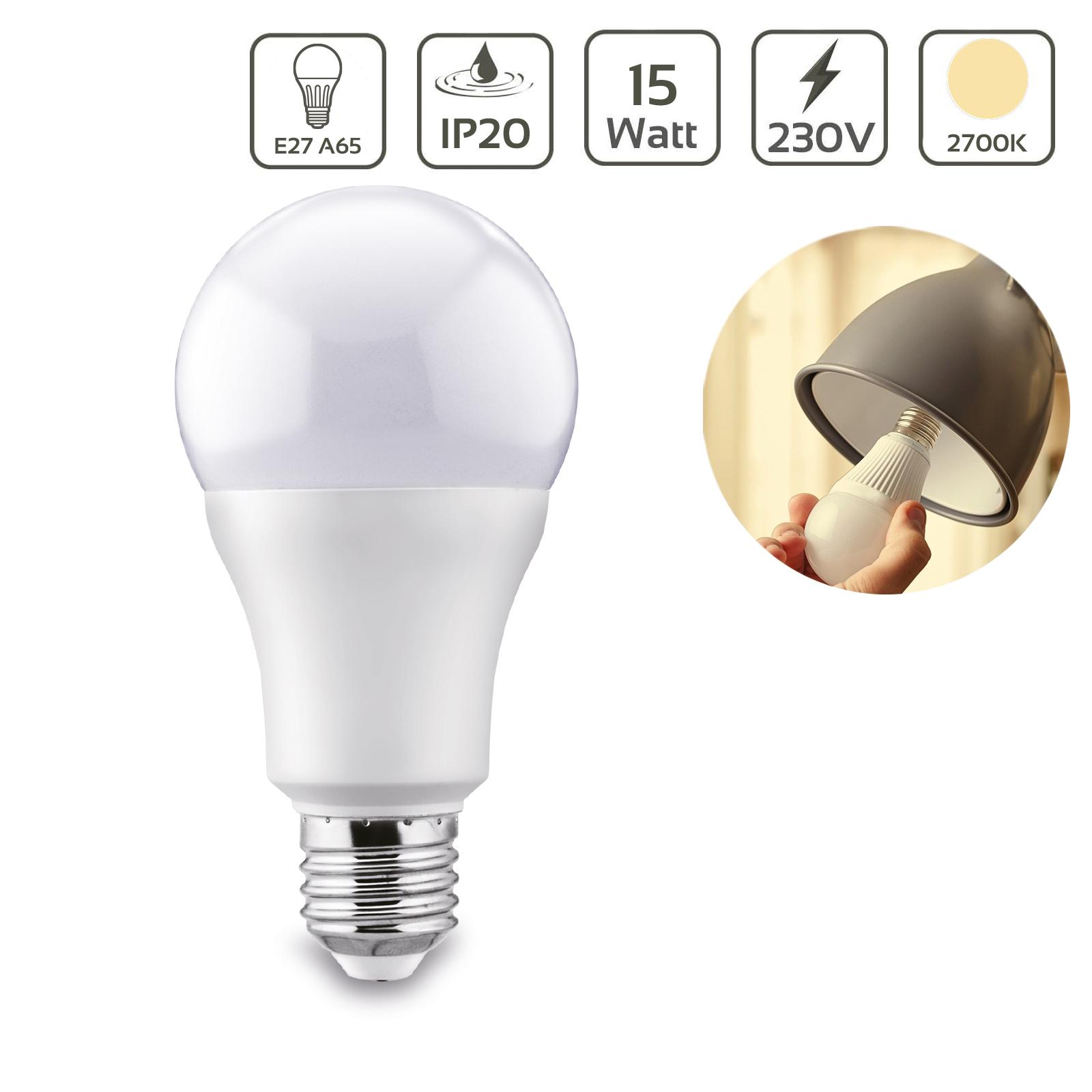 LED Lampe E27 15W A65 matt 1350lm - Lichtfarbe: Warmweiß 2700K