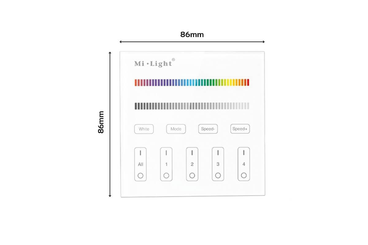 MiBoxer RGBW Wandschalter 4 Zonen Einbau Dimmen Schalten Farbsteuerung 230V Anschluss T3