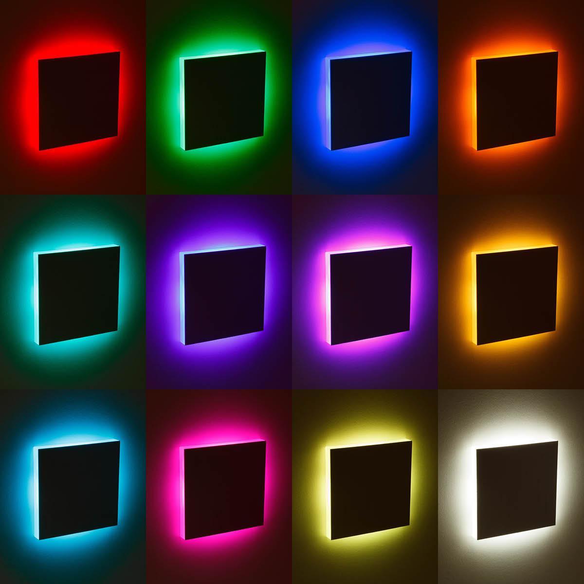 LED Treppenlicht 230V Stufenbeleuchtung eckig Alu-gebürstet - Unterteil Lichtfarbe:  RGB Warmweiß 3W