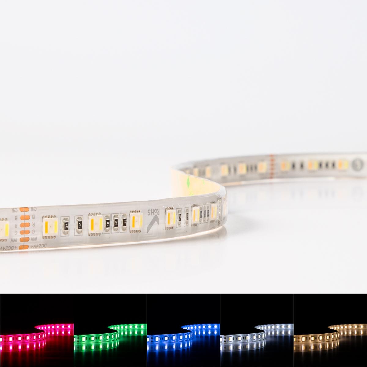 Strip RGB+CCT Dual Weiß 24V LED Streifen 7,5M 18W/m 60LED/m 12mm IP65 Farbwechsel RGB+2700-6000K