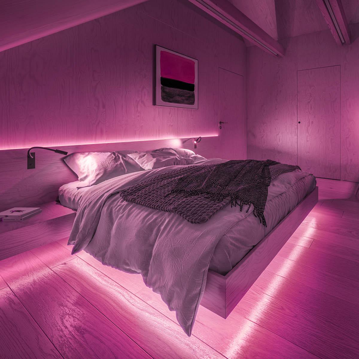 RGB LED Nachtlicht mit Bewegungsmelder, 1.5m Länge Bettlicht mit Fernbedienung Timer und Dimmer