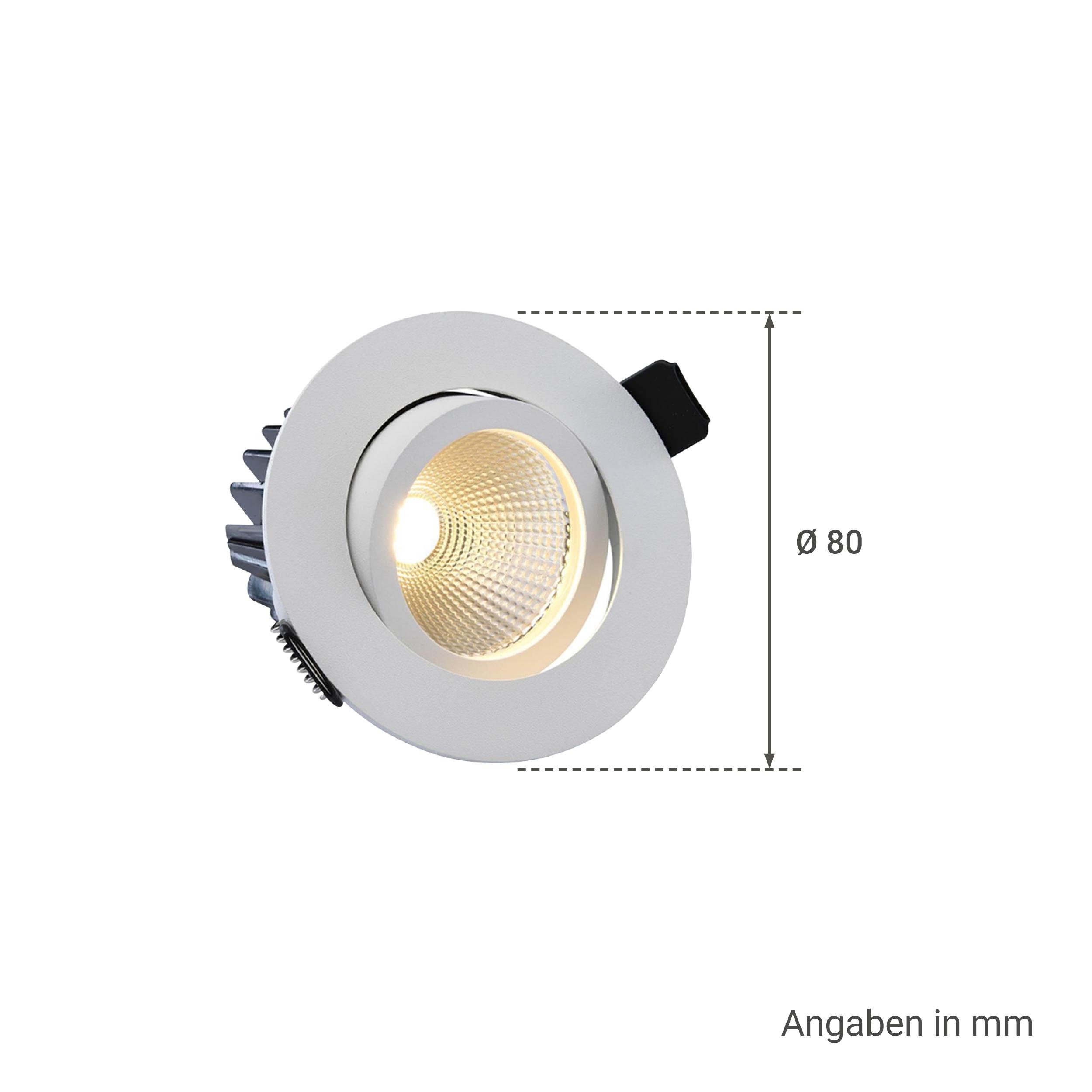 LED Einbaustrahler weiß 9W 36° 700lm dimmbar - Lichtfarbe: Warmweiß 2700K